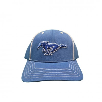 CFS Casquette Mustang Pony Bleu avec ligne Blanc